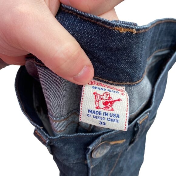 Vintage True Religion Jeans Size 33 STRAIGHT GEM HORSESHOE Blue - Picture 4 of 7